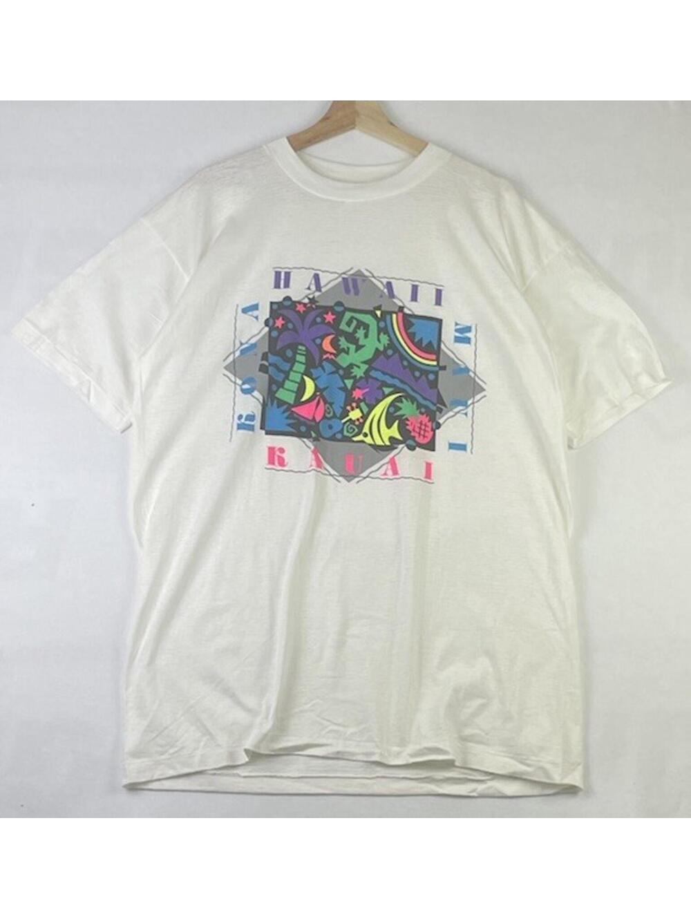 Vintage 90s Lesmore Hawaii Maui kauai kona Neon Single Stitch T shirt Sz L